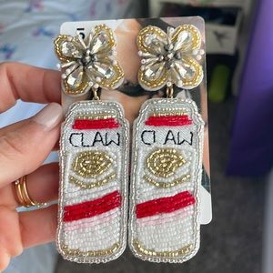 NEW White Claw Beaded Earrings